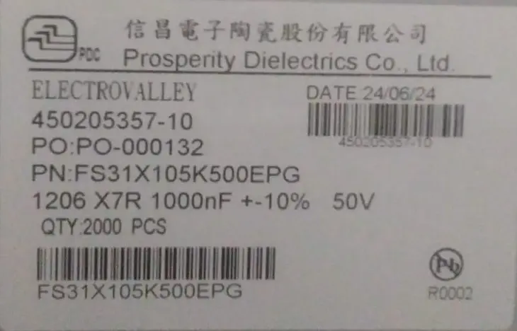 FS31X105K500EPG MLCC_1206_105_1uF_50V_X7R_PDC